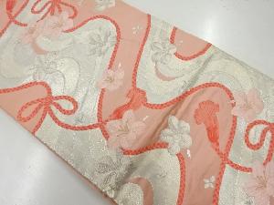 アンティーク　流水に花模様織出し袋帯（材料）